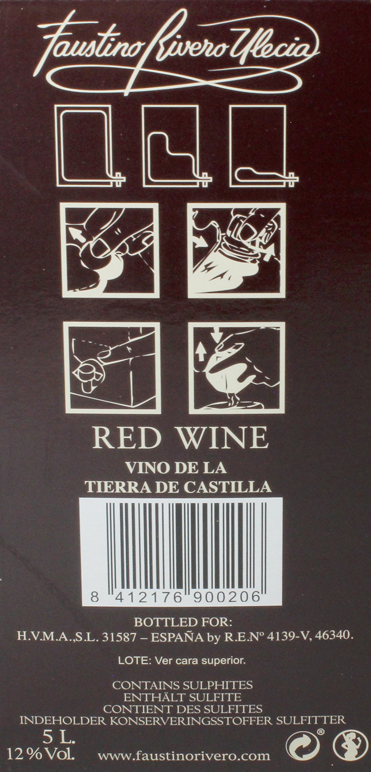 Faustino Rivero - Ulecia Tempranillo VdM Rotwein 12% Vol. - 5-l-Bag in Box