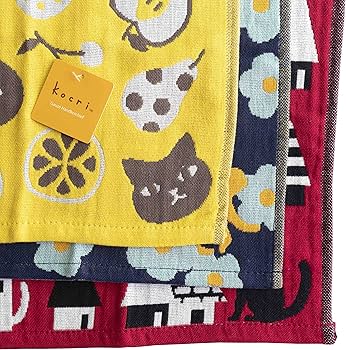 Amazon｜猫 ねこ 柄 ハンドタオル ミニタオル 3重 ガーゼハンカチ