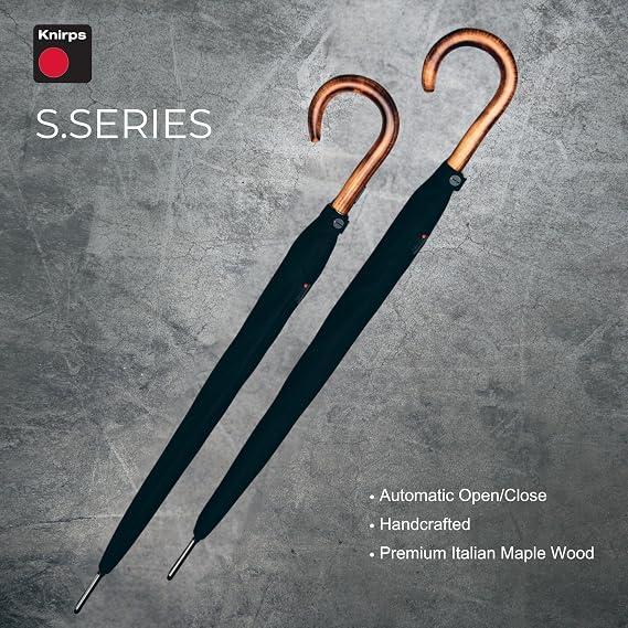 Knirps S.770 Long Automatic Stick Umbrella, Straight, Lightweight, Premium, Italian Maple Wood Handle