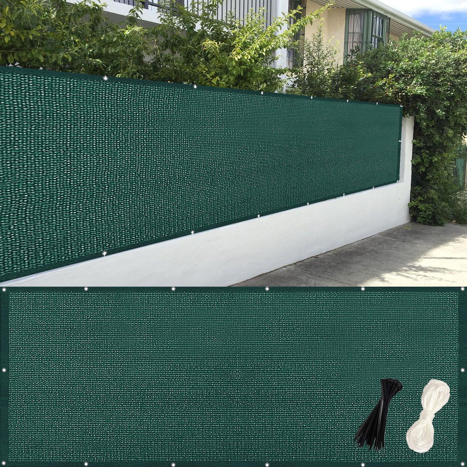 Ekrany Balkonowe 90 x 760 cm Promieniowaniem Uv, Oddychająca Ogrodzenia Chroniące Przed Wiatrem Z Oczkami Na Linę Na Balkon, Taras, Do Ogrodu, Ciemnozielony