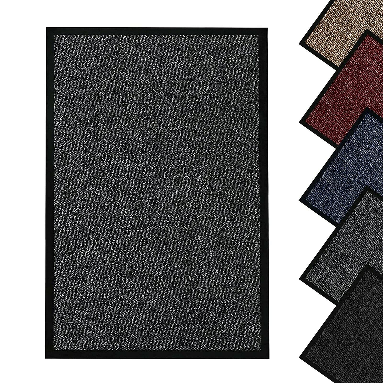 Jkz Rug And Doormats Grey Door Mat Heavy Duty Non Slip Indoor/Outdoor Kitchen Hall Floor Mat Washable Light Weight Barrier Rubber Mats (, 60X90)