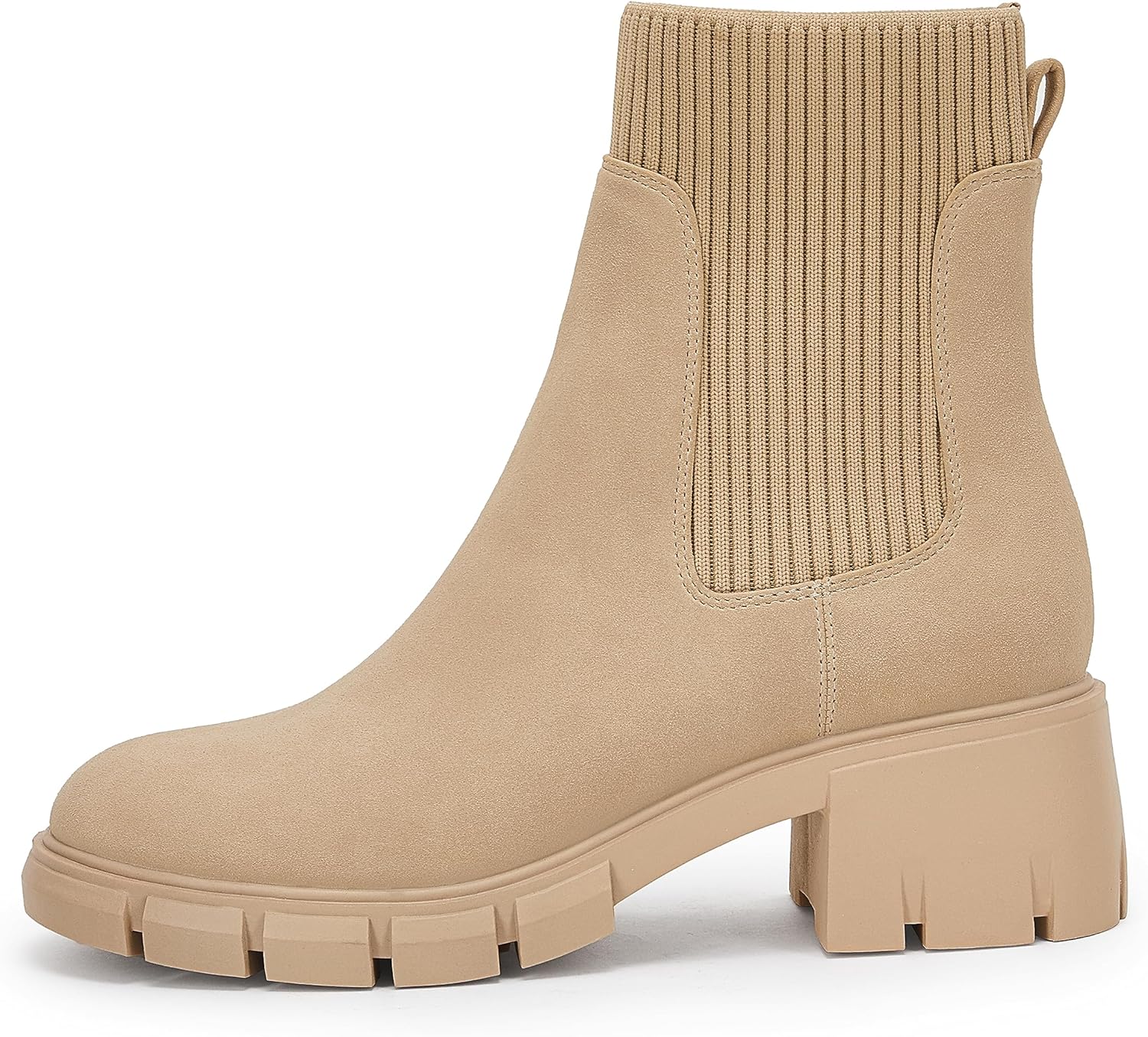 Ruanyu Womens Platform Ankle Boots Elastic Chunky Block Heel Chelsea Booties Lug Sole Non-Slip Combat Shoes - Image 3