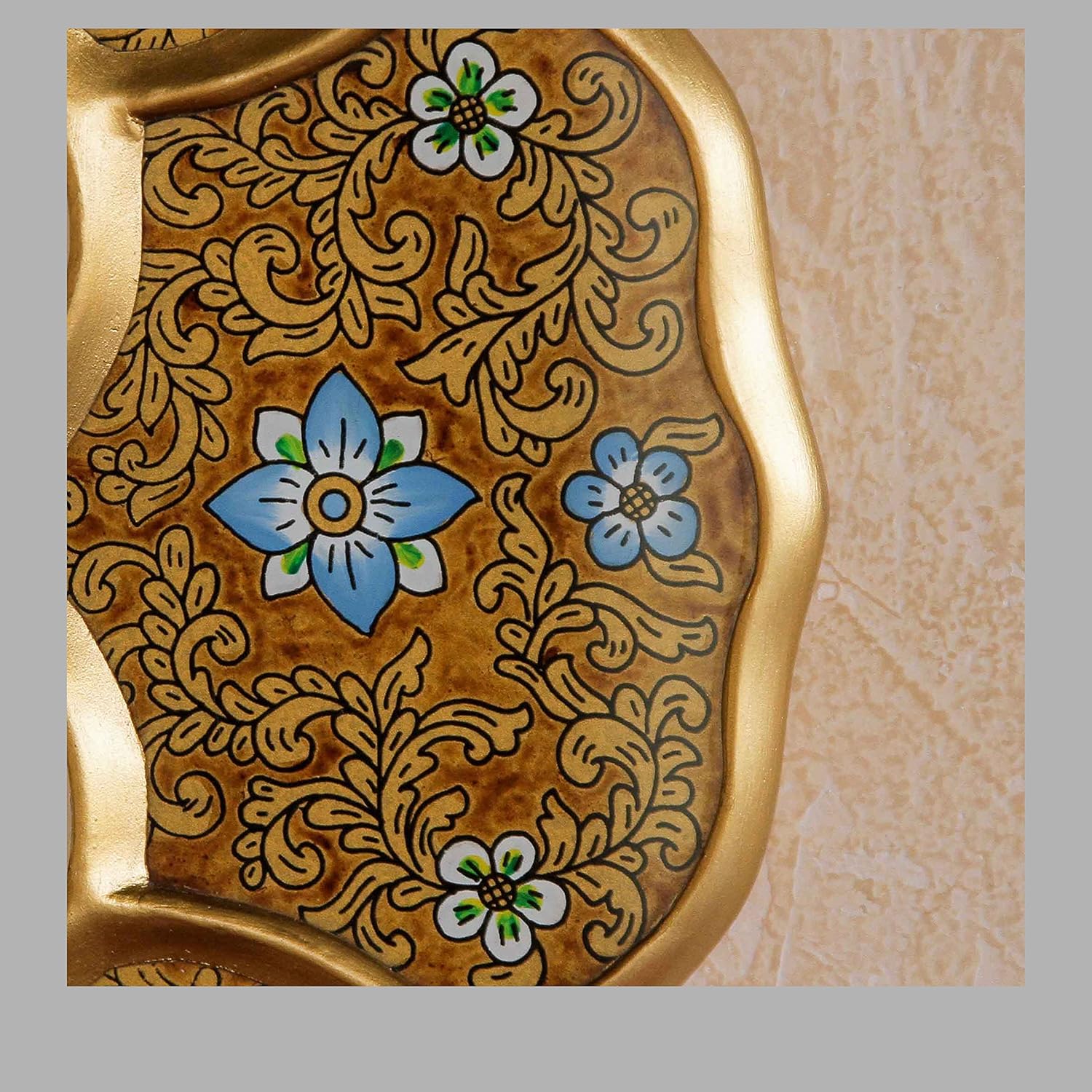 NOVICA Reverse Painted Wood and Glass Wall Mounted Mirror, Metallic, 'Sweet Flower Majesty'