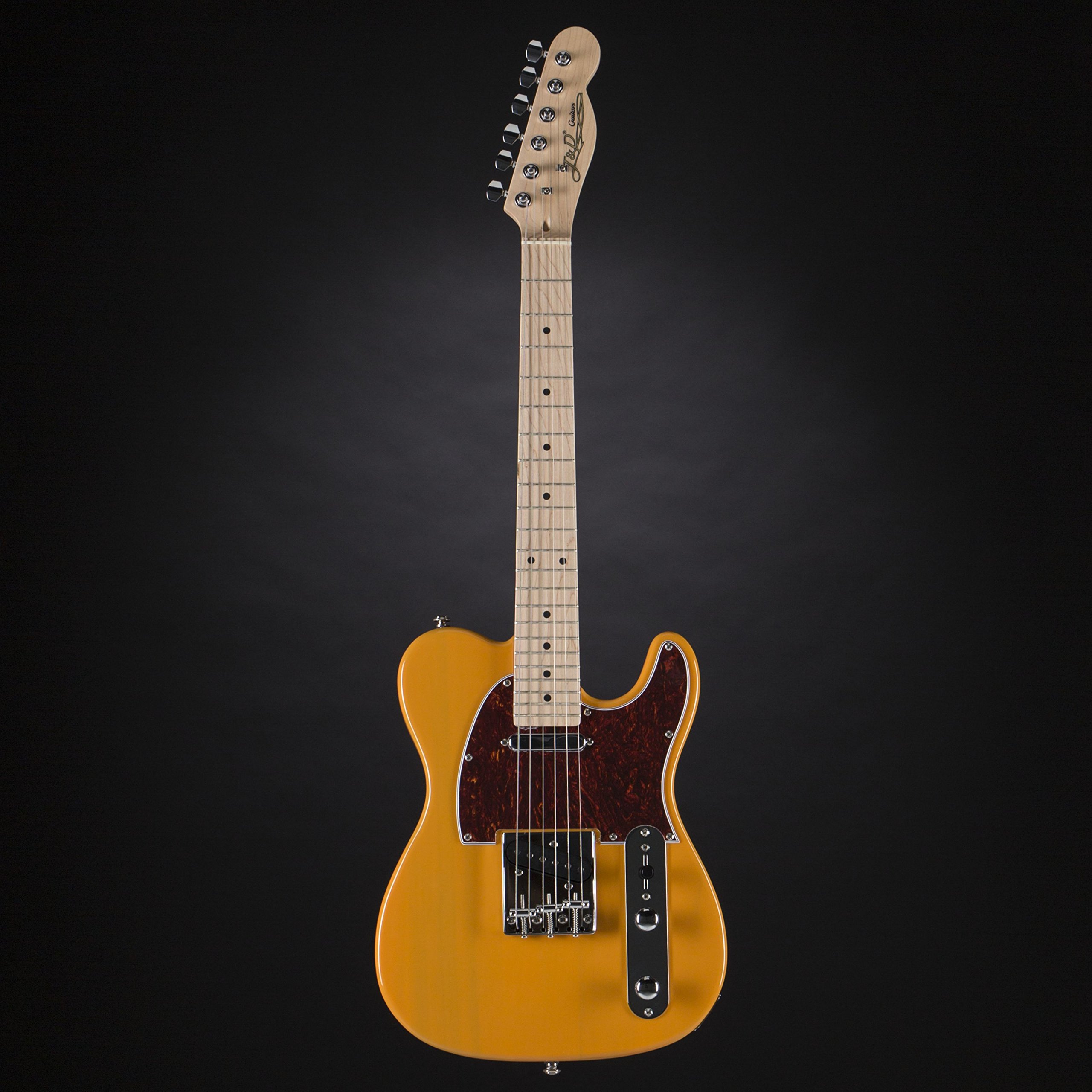 J & D E-Gitarre im TL-MINI-Stil mit Erle-Korpus, Ahorn-Hals, Keramik Single Coil, Butterscotch Blonde, Vintage Style