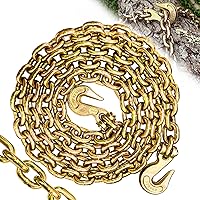 Vista 8 de Cadena de Sujeción de 10 Pies con Grado 80, Cadena de Elevación con Ganchos de Resorte Clevis de 1/2 Pulgada, Límite de Carga de Trabajo de 11300