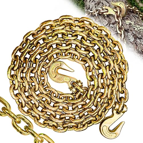 Miniatura 8 de Cadena de seguridad con soporte de cadenas de alta resistencia de grado 80  16 pies con ganchos a presión de horquilla de 12 pulgada  Límite de