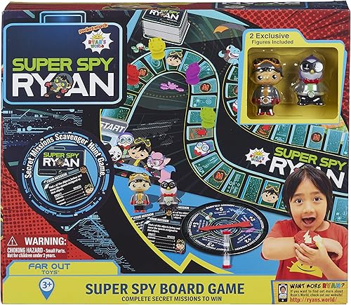 Miniatura 4 de Far Out Toys Ryans World Super Spy - Juego de mesa de misión búsqueda del tesoro para empacar la guarida secreta de rata aventura exploración