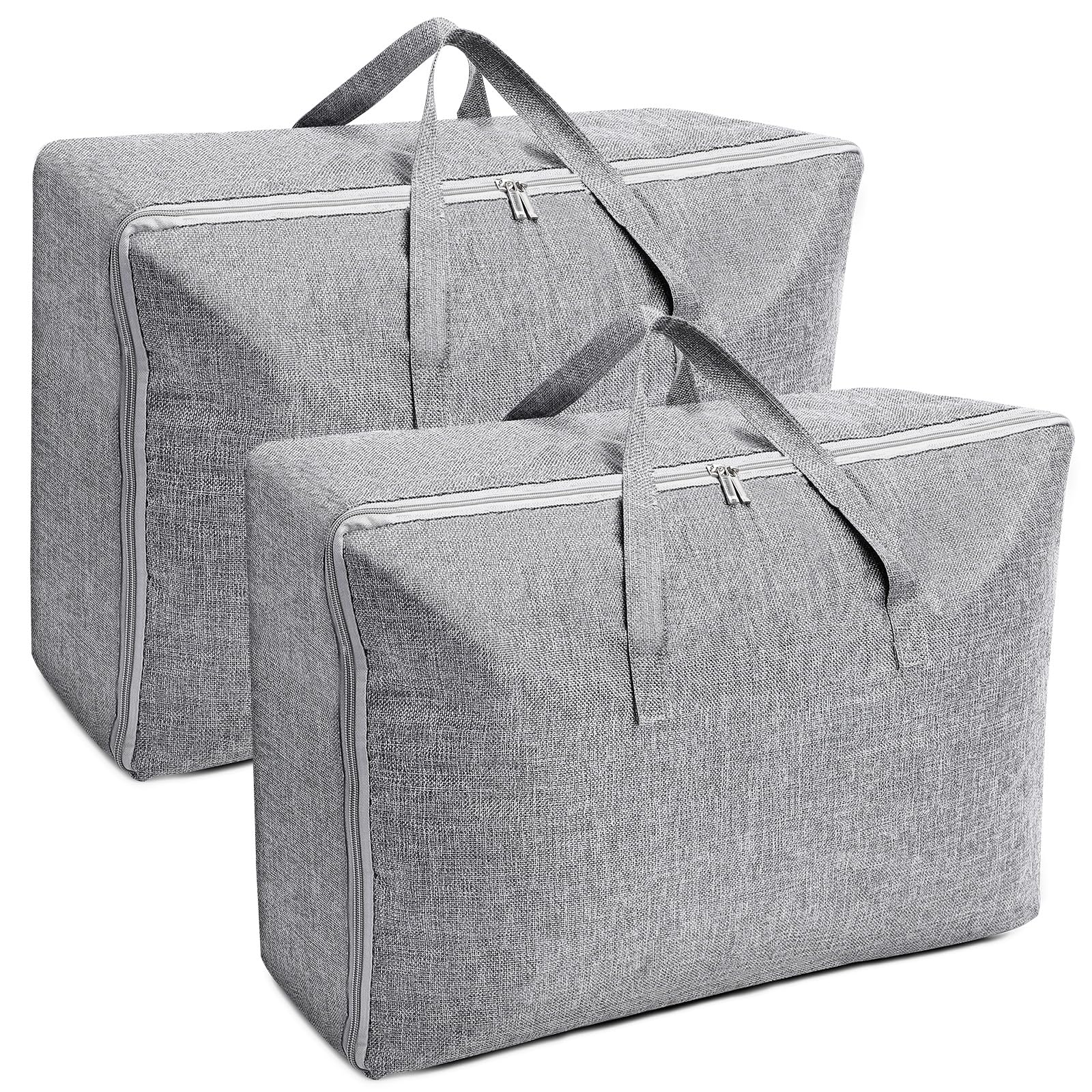 AiQInu 2 Pieces Large Clothes Storage Containers 105L Waterproof Underbed Storage Containers with Handle, Space-Saving Foldable Closet Organizer for Clothes Blankets Duvets