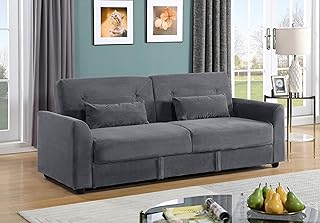 Verona 3-Seater Clic Clac SofaBed, Ribbed Fabric, Large Hidden Storage, Space Saving Sofa, with Pocket Spring Seats, Blue or Grey (Grey)