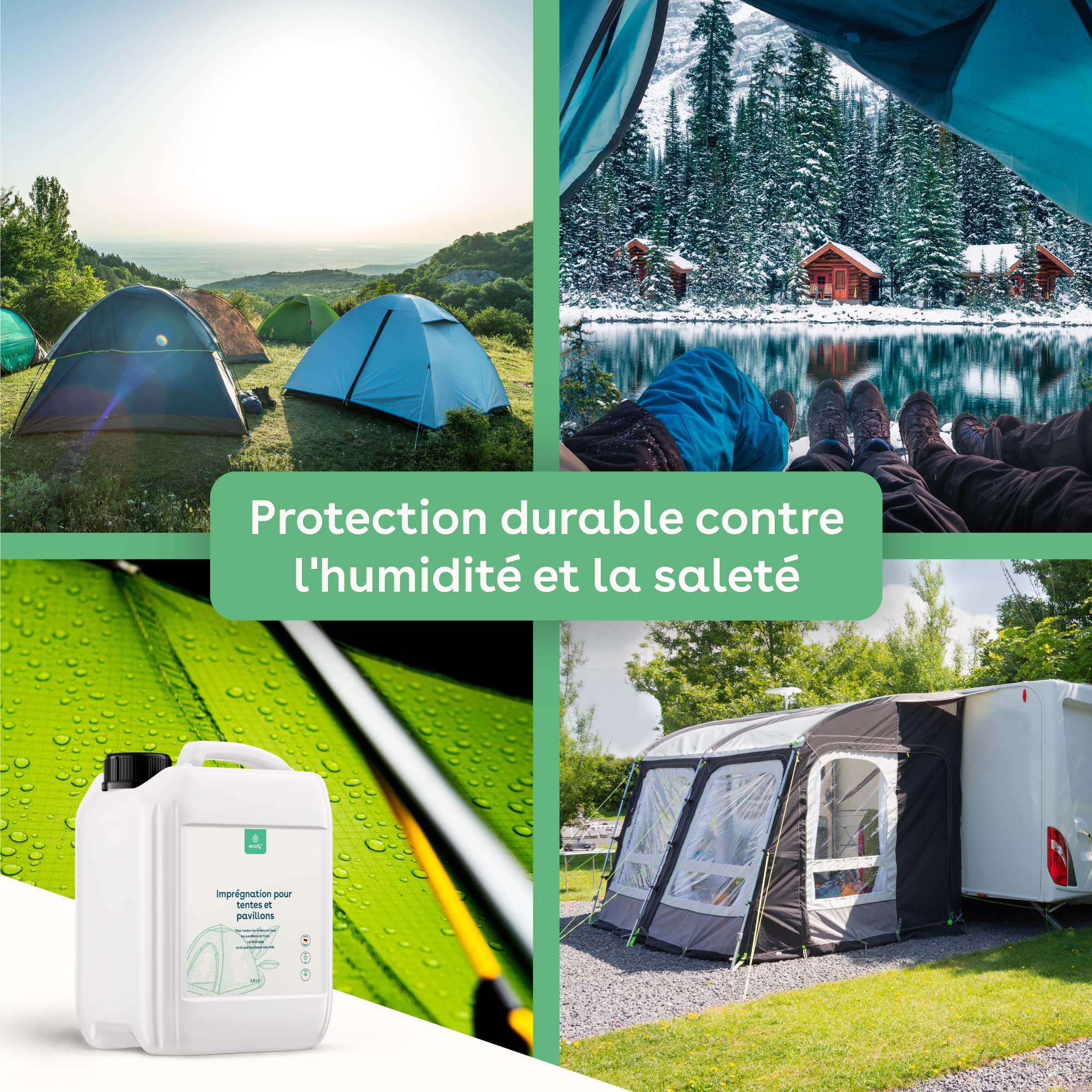 Tente et pavillon Imprégnation Spray d'imprégnation Imprégnateur UV-stable Respirant Protection Entretien (2,5 l)