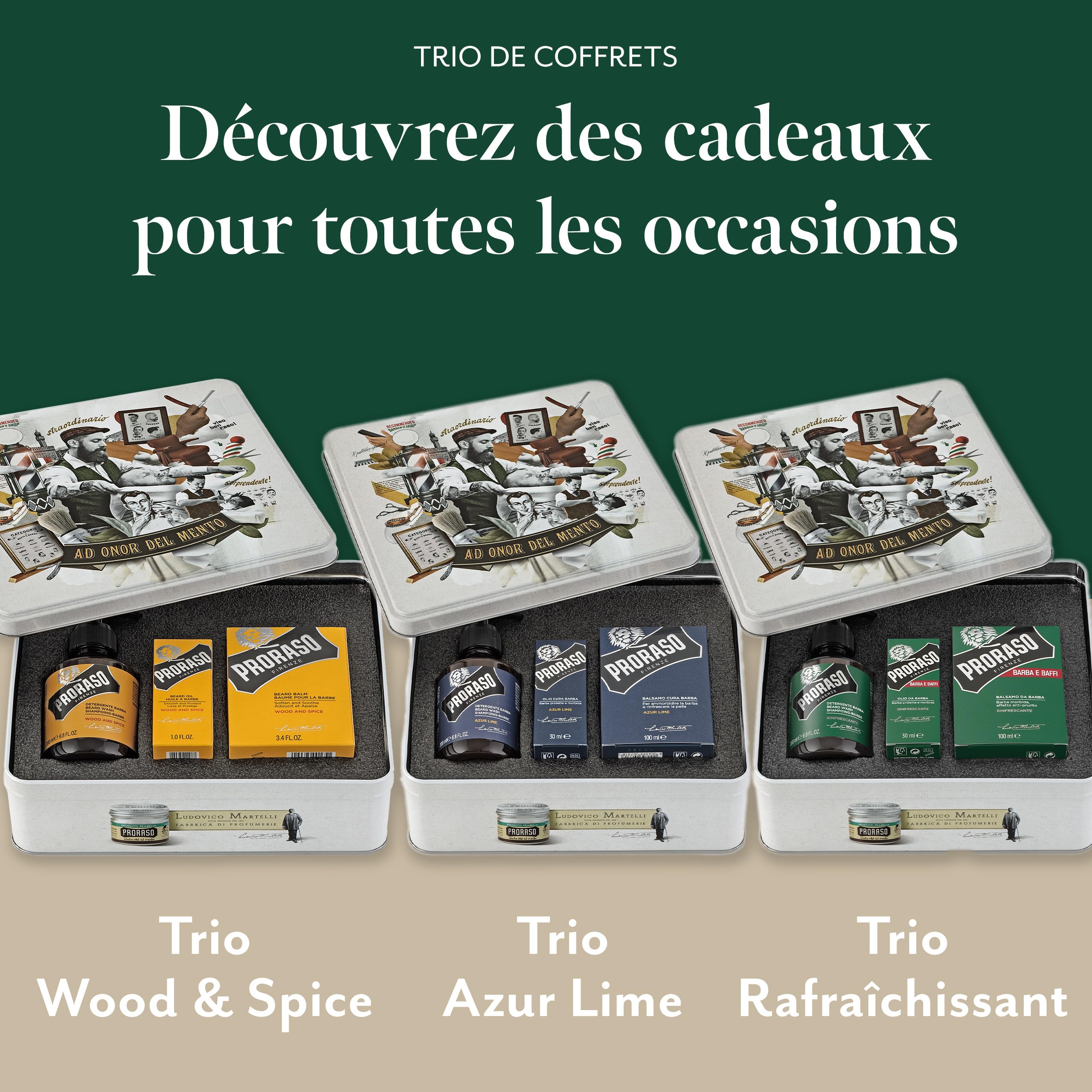 Proraso Lot de 3 barbes rafraîchissantes 8004395006939