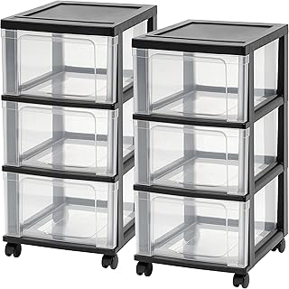 IRIS USA Plastic 3-Drawer Storage Organizer Rolling Cart, with Wheels Ca...