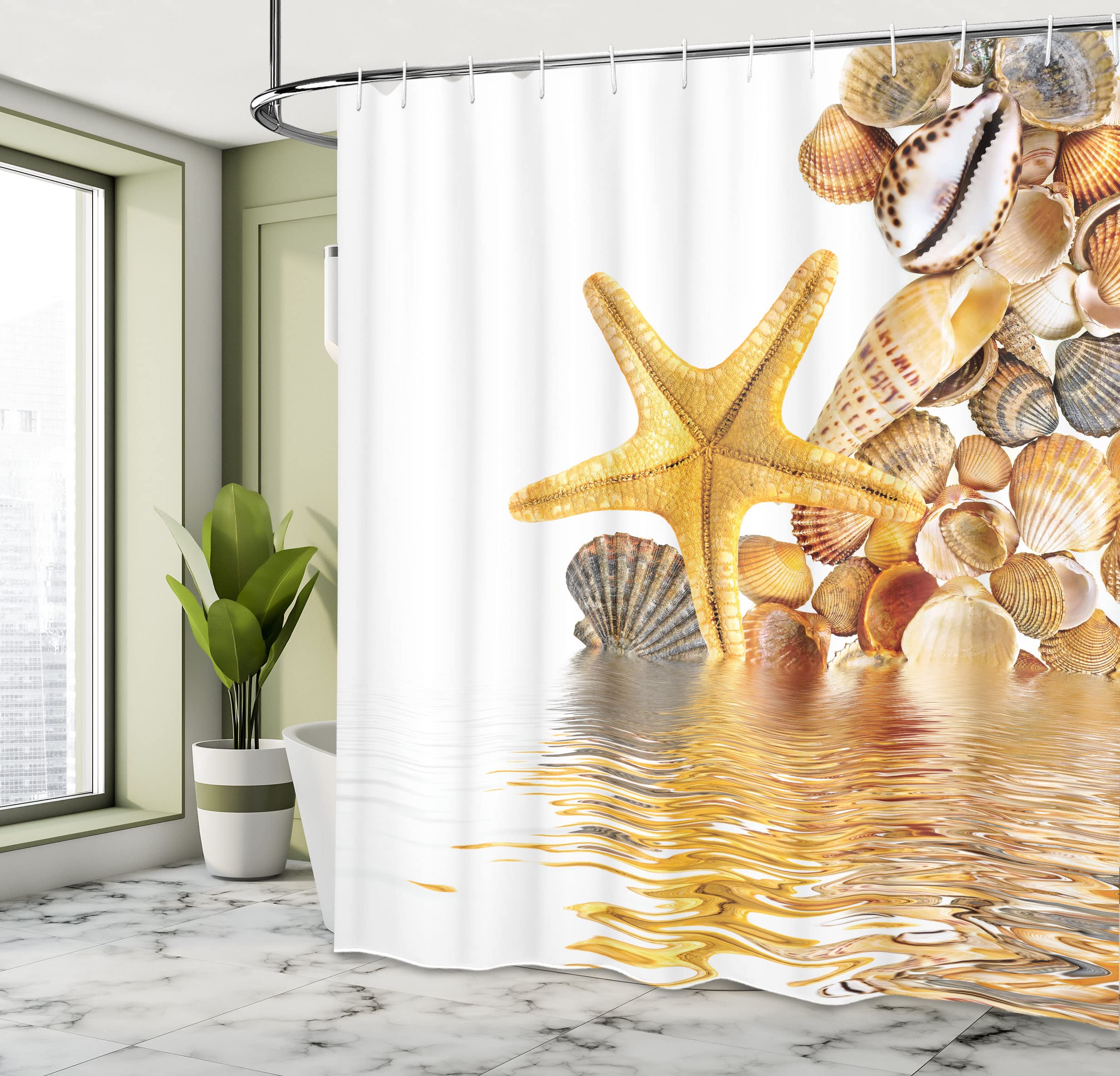 Duschvorhang 'Ozean-Leuchtturm' – Nautisches Design, 175x190 Cm, Polyester, Mit Haken