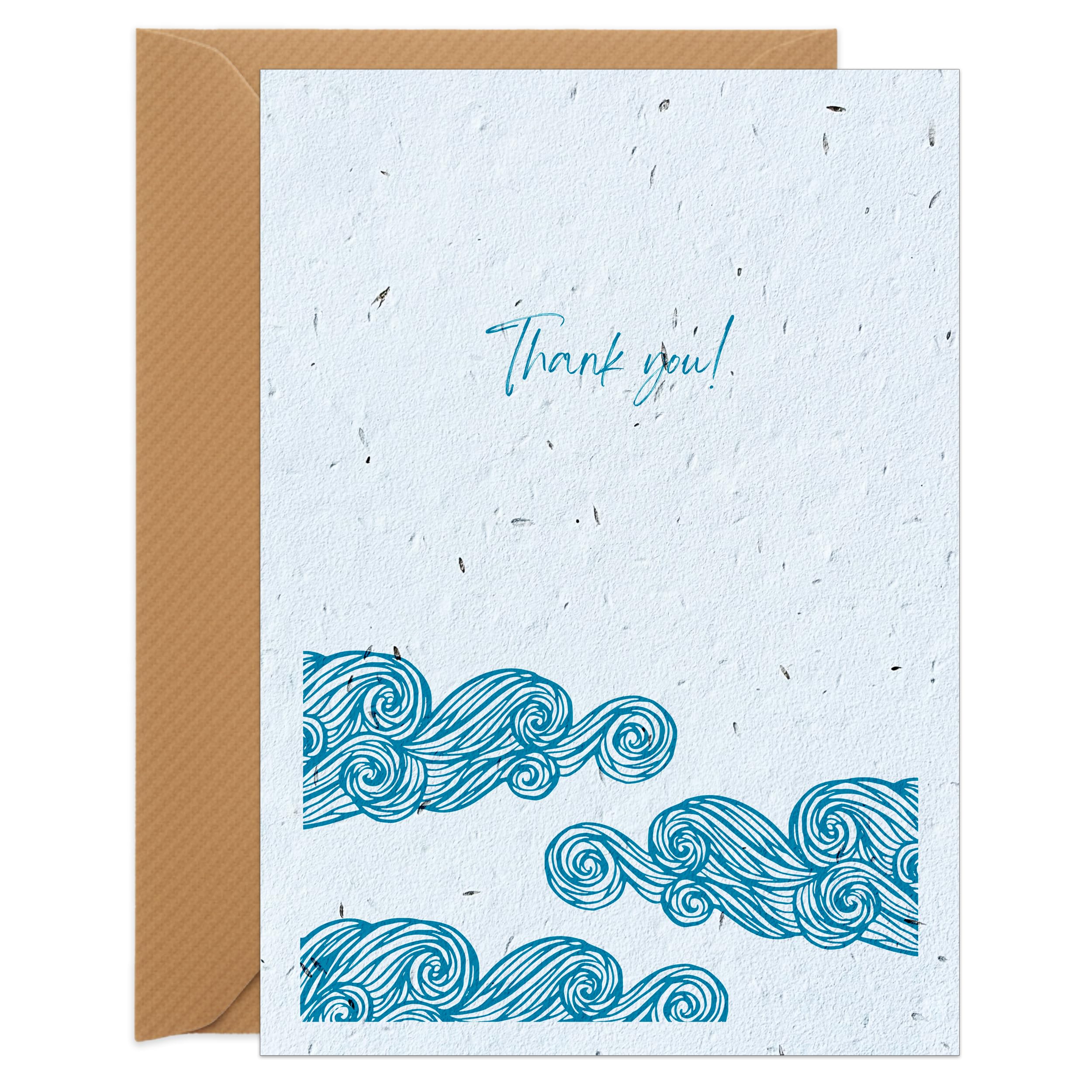 UK Seed Paper Thank you Card Grateful Tides Large Size (140 x 180mm Folded), Eco Friendly Thank You Card and Seed Envelope For Heartfelt Thanks โ image 1