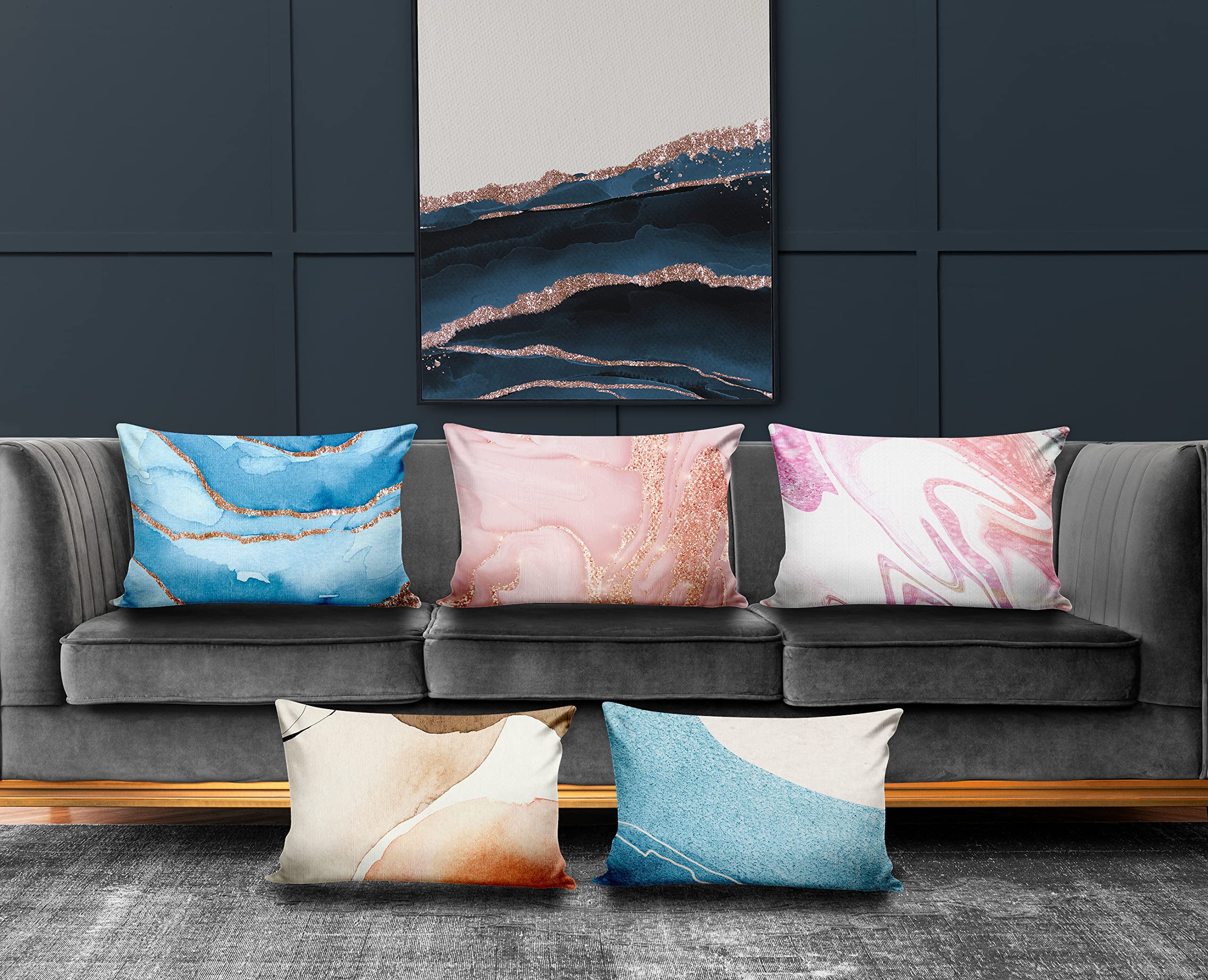 Ultimate Trends Polyester Digital Modern Printed Cushion Cover 12x18 Set of 5, Multi Color (UTCS-1202)