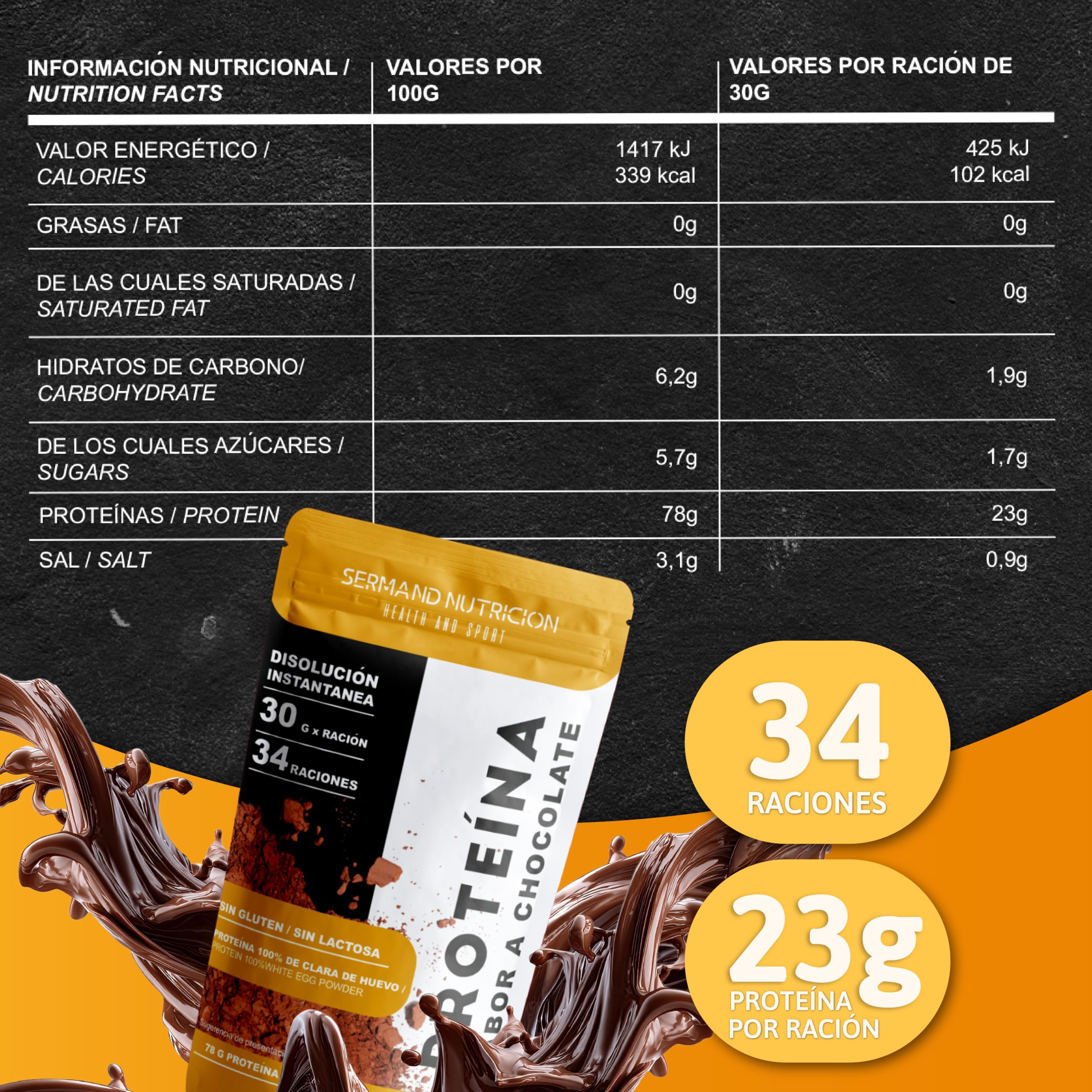 Protéine Instantanée de Blanc d'Œuf en Poudre Saveur Chocolat (1020 g) | Protéine en Poudre Sans Gluten | Protéines pour Masse Musculaire | Protéine Sans Lactose