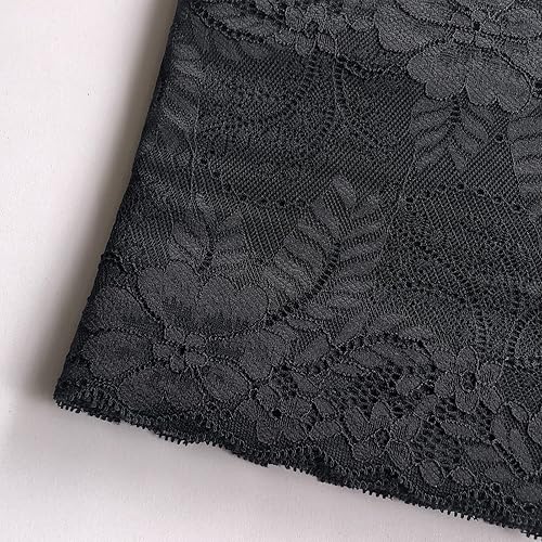 Cinta de encaje elástico de 7 pulgadas de ancho de 5 yardas de tela elástica para costura, ropa y manualidades de bricolaje -5199 (negro)