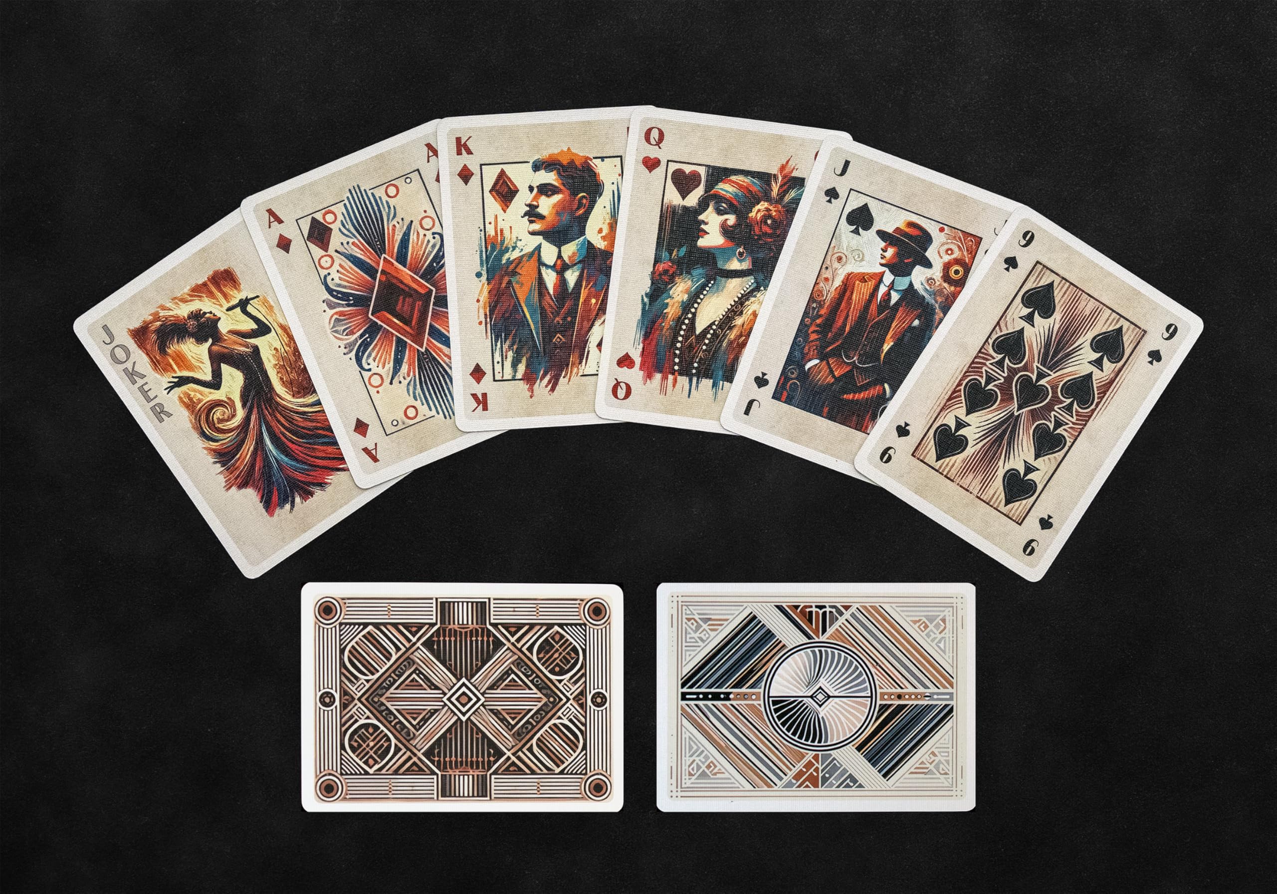 Berlin Hold’Em Spielkarten - Doppelpack 20s Design - Hell & Dunkel mit Goldschnitt - 112 Karten (2 x 56), Poker Size 63 x 88 mm, Pokerkarten Kartendeck für Poker, Skat & Rommé - 5