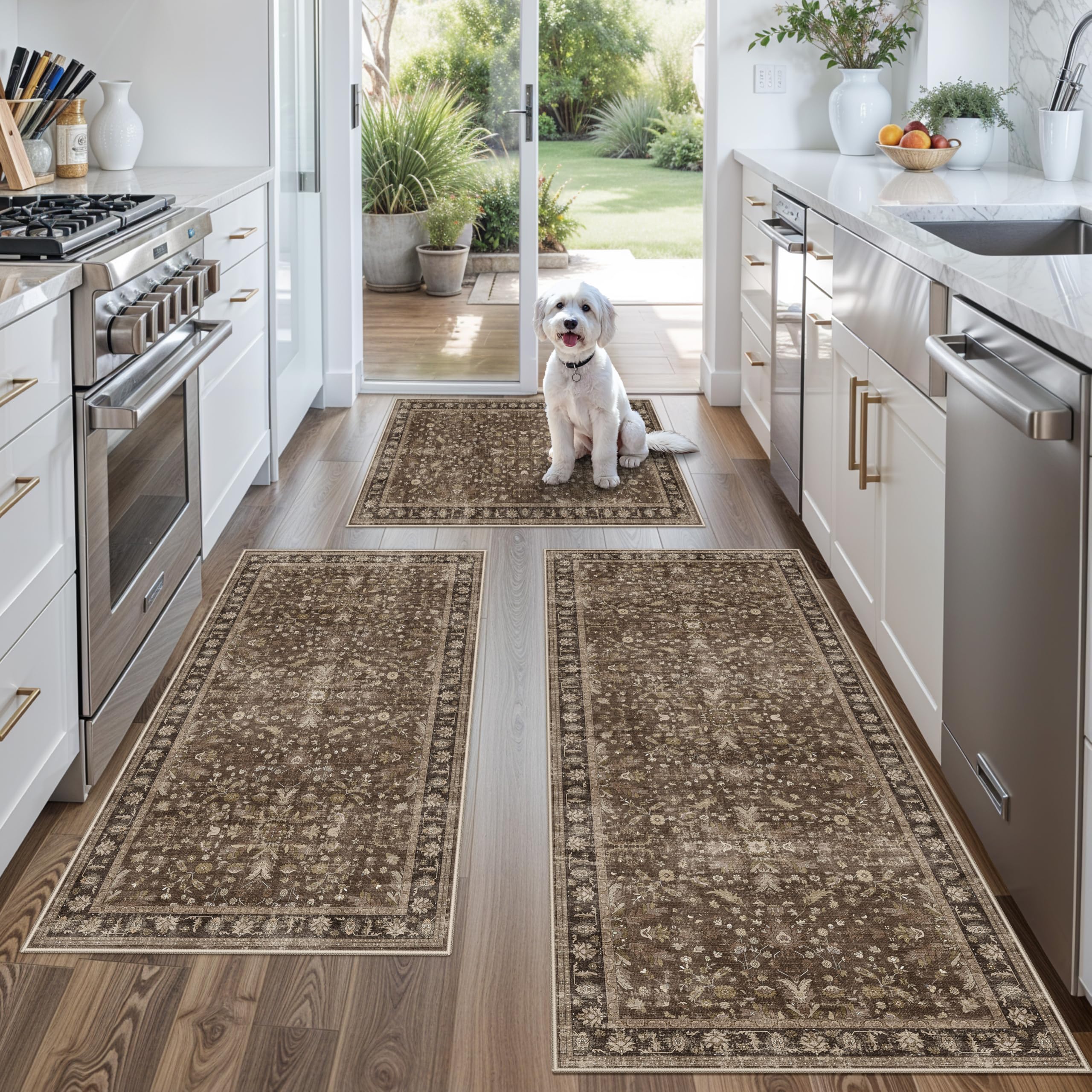 3-Piece Boho Kitchen Rug Set - Non-Slip & Washable -21