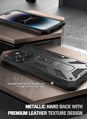 Miniatura 5 de Poetic Funda compatible con iPhone 14 Pro Max, funda Spartan para iPhone 14 Pro Max, textura de cuero de cuerpo completo, a prueba de golpes, funda