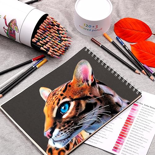 Miniatura 6 de KALOUR Lápices de colores de alta calidad, juego de 120 colores, núcleo suave para artistas con colores vibrantes, ideal para dibujar bocetos,