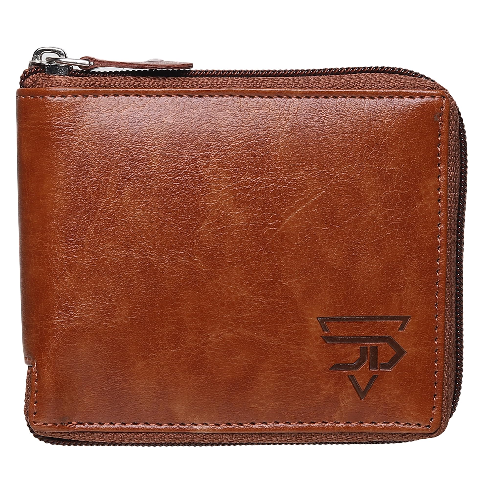 Changer Round Chain Rexine Wallet – Stylish Round Design, Durable Rexine, Chain Accent, Secure Zip Closure, Multiple Card Slots, Compact & Elegant | Wallet for Boys with Multi Colour (Camel)