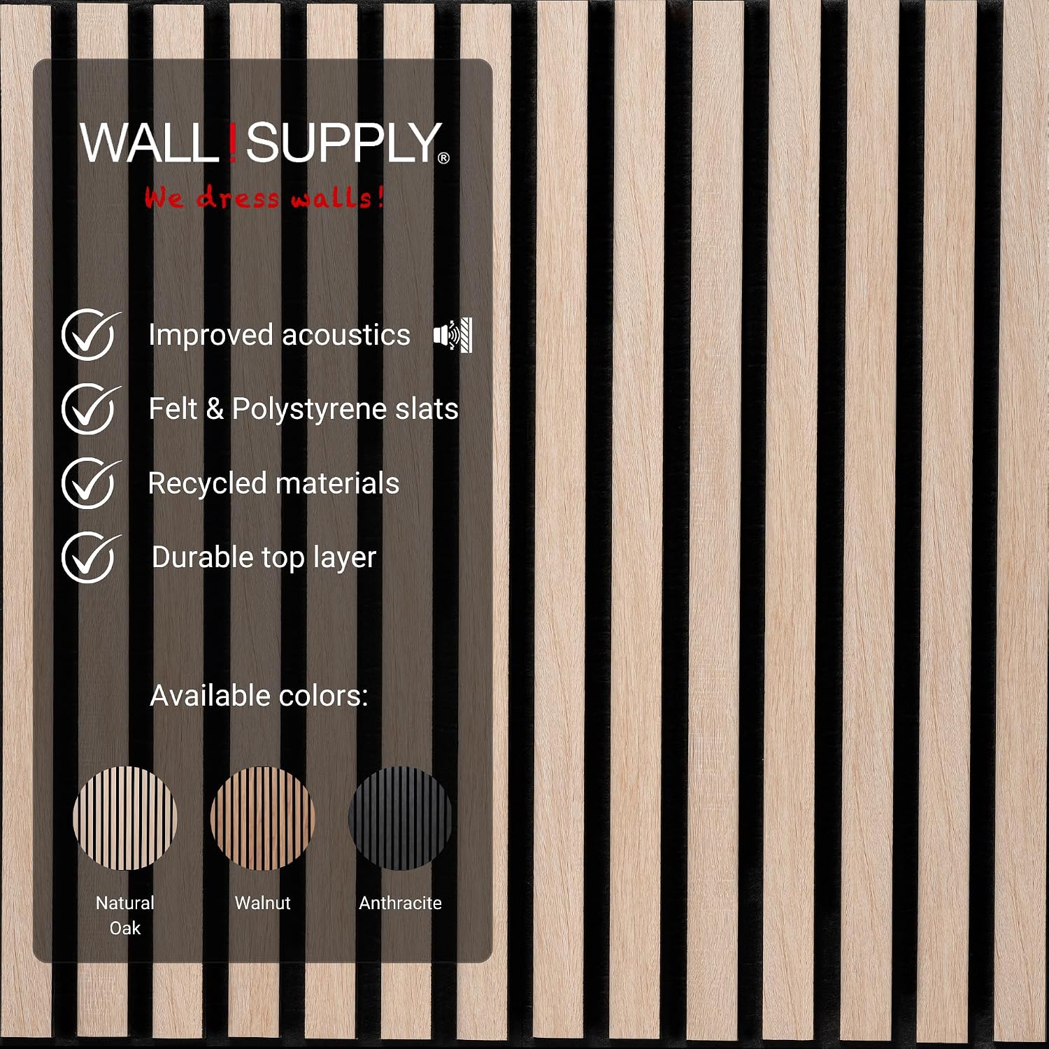 Wall!Supply UltrAcoustic Eco Tile in Natural Oak - 3D Acoustic Polystyrene Wall Panels - Easy DIY Installation – Natural Oak Wood Look Finish - Set of 6 Panels (10.87 sq ft) image 3