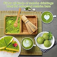 Vista 8 de Juego de batidor de matcha, incluye cuenco de cerámica con boquilla, batidor de matcha, soporte y tamiz, cuchara y cuchara de bambú tradicional, kit