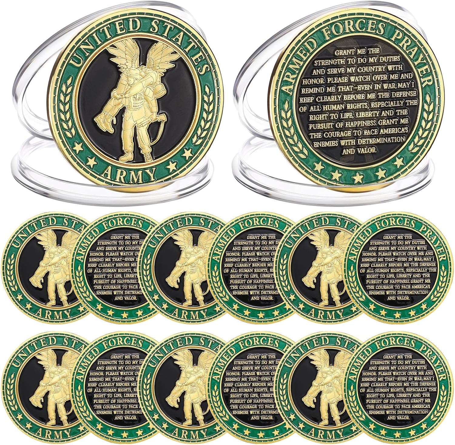 12 Pieces Army Challenge Coins Thank You for Your Service Veterans Gift Army Appreciation Coins for Veterans Christmas Military Gift