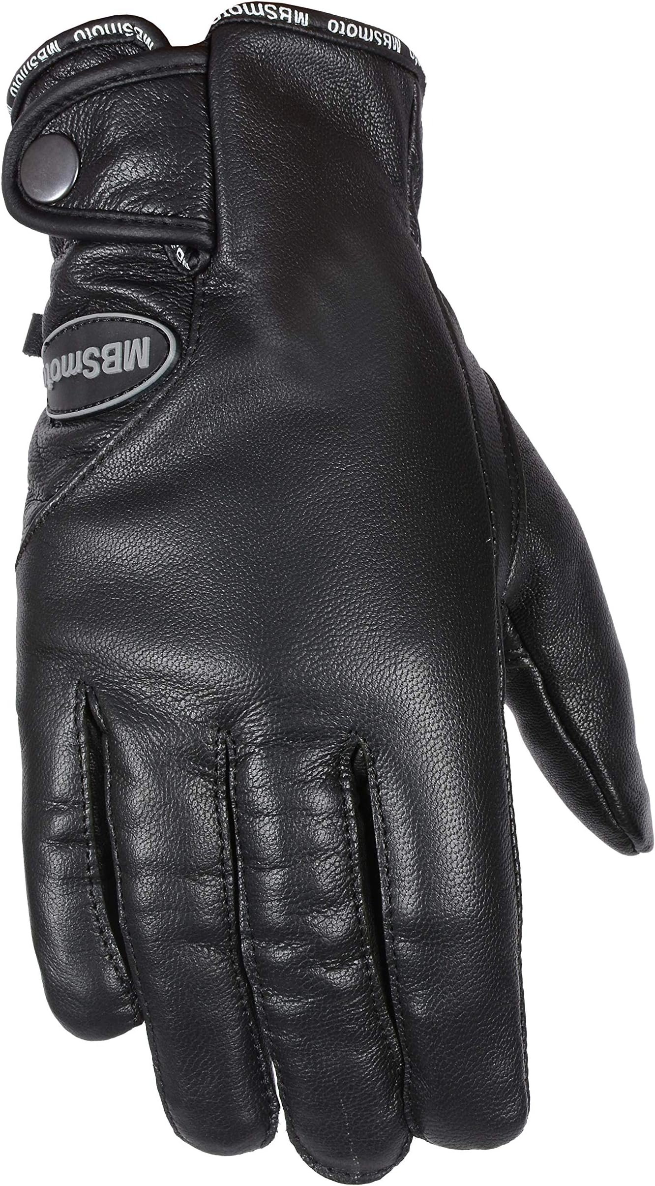 MBSmoto MBG33 SHORT LEATHER MOTORCYCLE BIKE SCOOTER CRUISER TOURING SOFT FASHION GLOVES BLACK (Small)