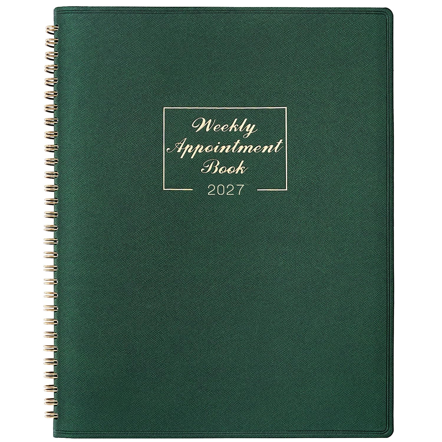 Appointment Book 2027-2027 Diary from Jan. 2027 - Dec. 2027, A4 Week to View Appointment diary 2027, Hourly Planner 2027 in 15 Minutes with Times Slots, Soft Leather Cover, 21.8 x 29 cm