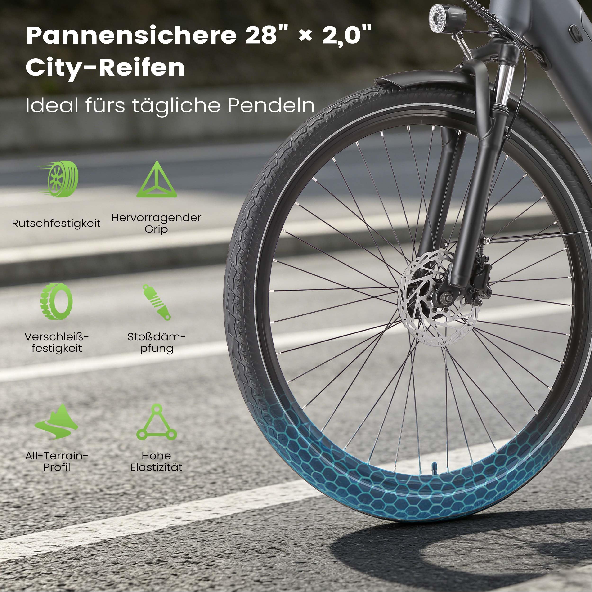 Elektrofahrrad für Erwachsene, 28 Zoll E-Bike mit 48V 250W Reichweite 140 km, Trekking Bike 25 km/h