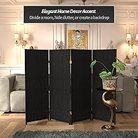 Vista 10 de Pantalla plegable de fibra tejida corta de 4 pies - Crema - 4 paneles