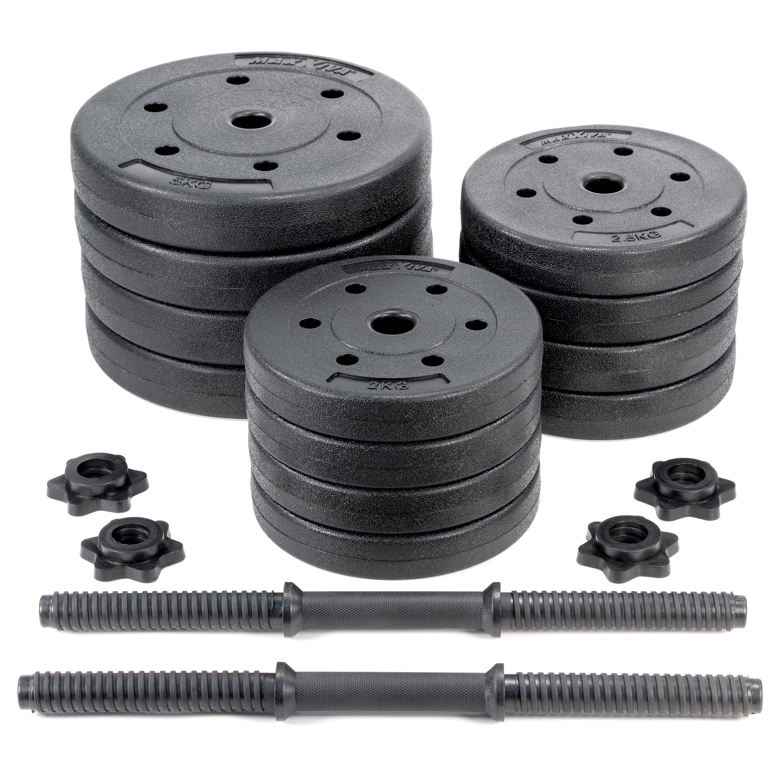 Kurzhantel Set Zement Sternverschluss schwarz 2x10kg 2x15kg 2x20kg