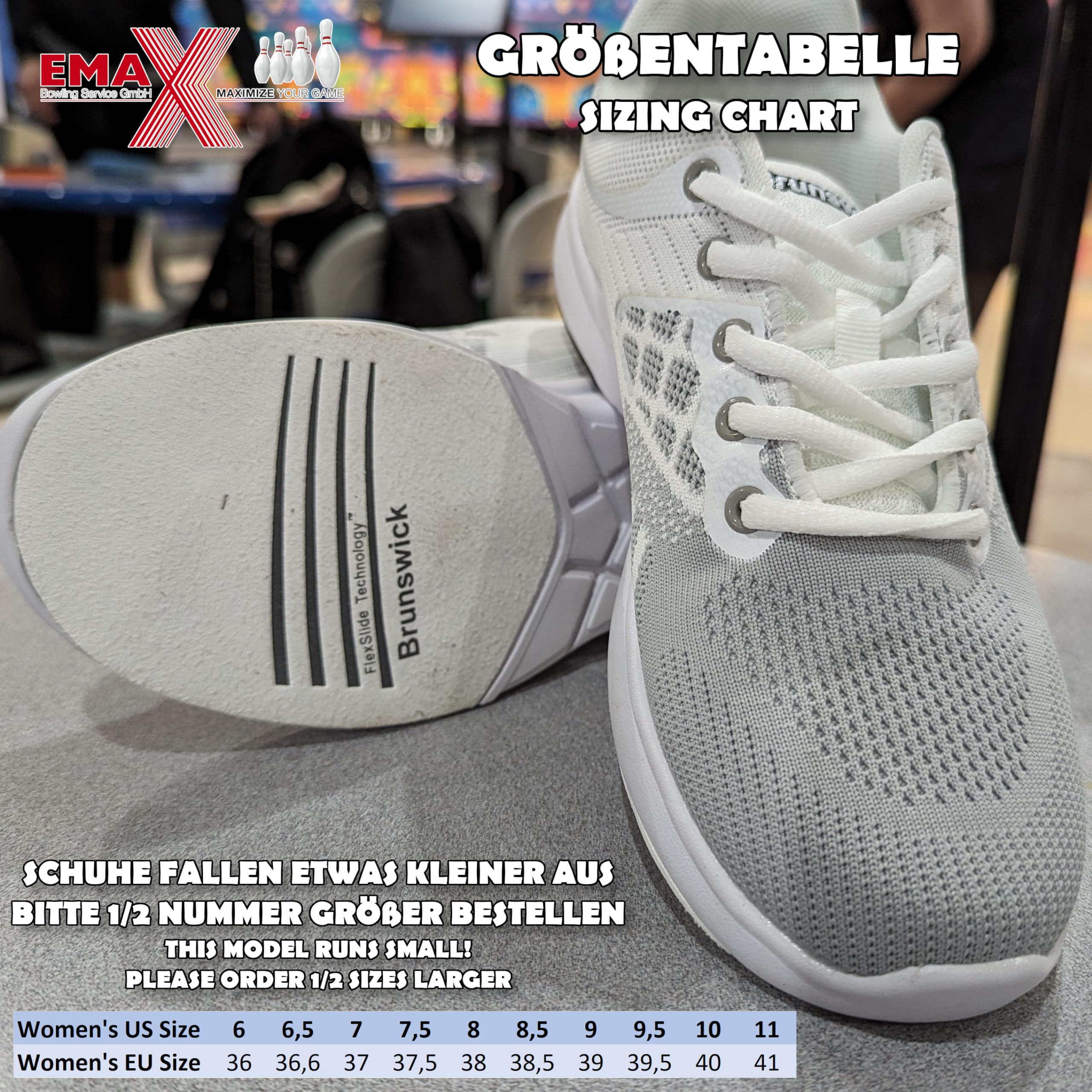 EMAX | Brunswick Bowling-Schuhe für Damen | Frost White | Frauen-Schuh für die Bowlingbahn