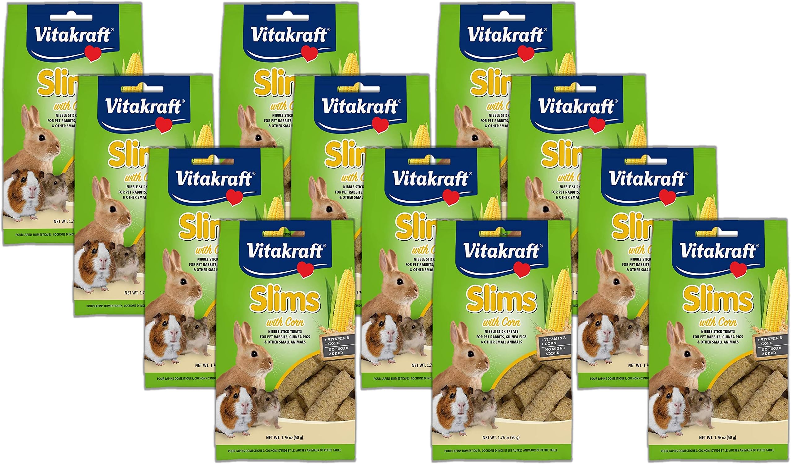 Vitakraft 12 Pack of Rabbit Treat Slims with Corn, 1.76