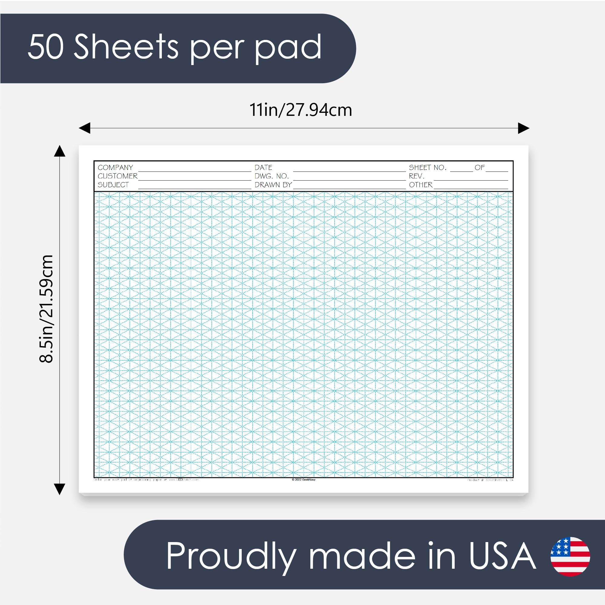 50 Sheet, Metric Graph Paper, Half Size