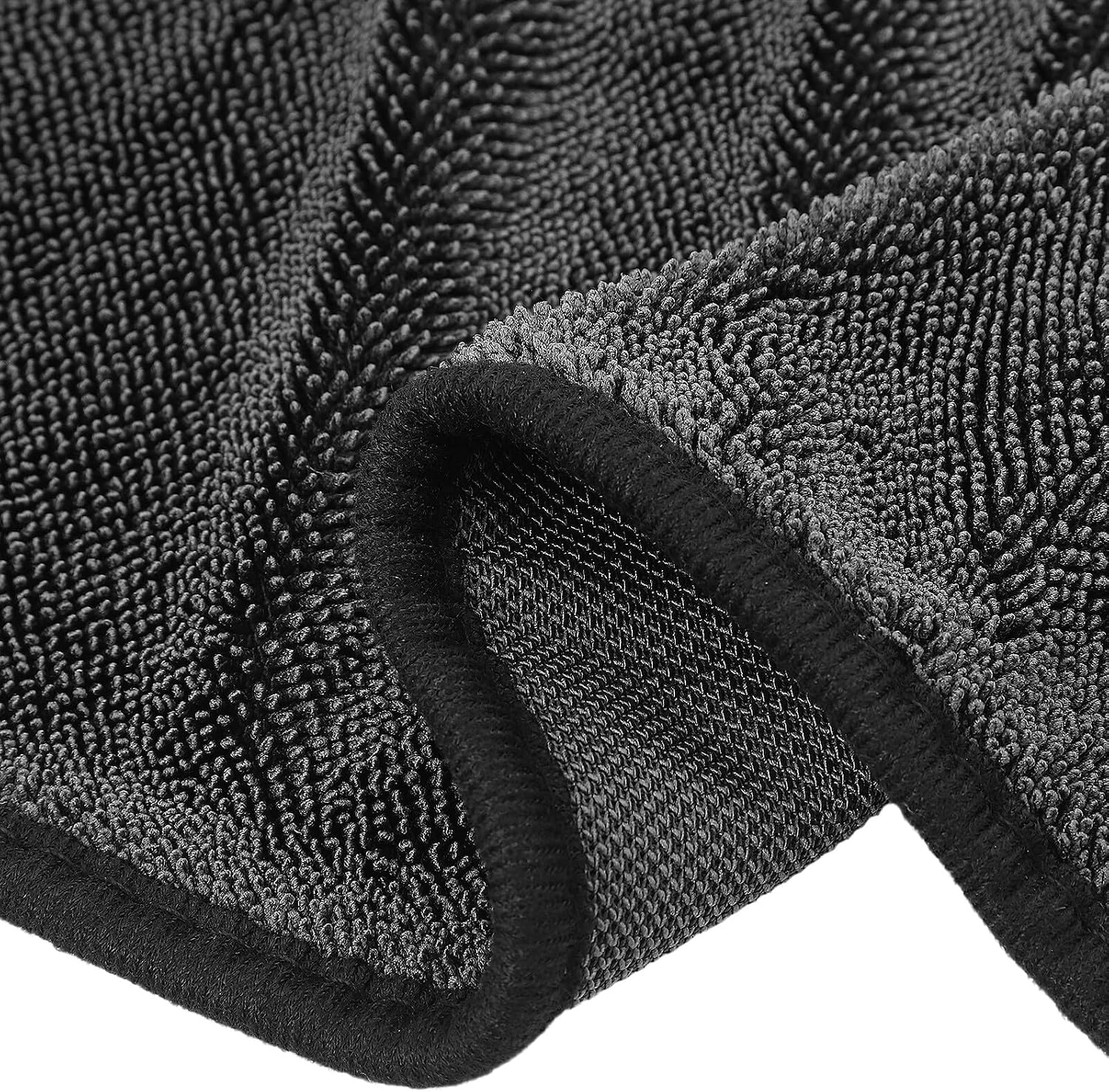 Luxshiny 5pcs Gray Twisted Microfiber Cleaning Cloths 30x40cm Ultra Absorbent Car Wash Towels for Exterior Glass and Interior Detailing