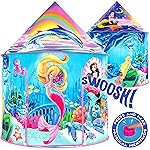 W&O Musical Mermaid Tent with Under-The-Sea Button - Captivating Pop Up Tent for Girls - Perfect for Indoor & Outdoor Play