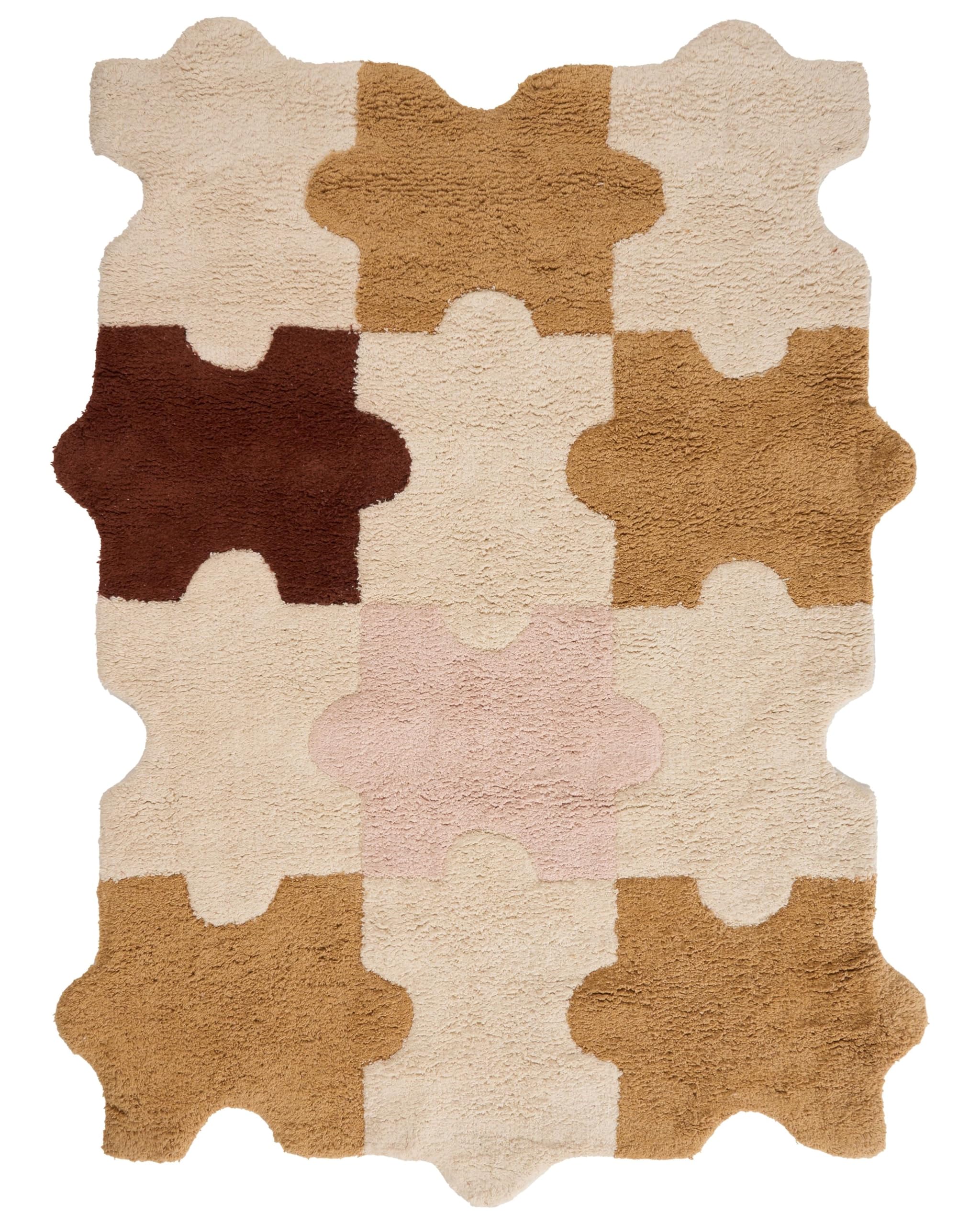 Tappeto per bambini multicolore in cotone con motivo puzzle 90 x 120 cm