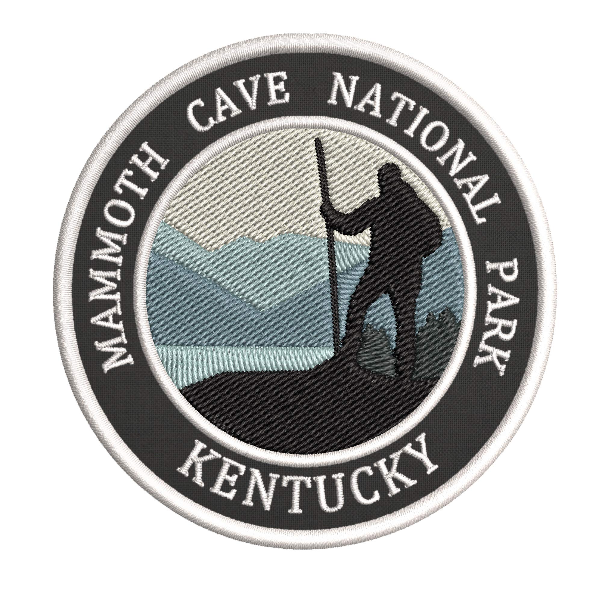 Mammoth Cave National Park, Kentucky Mountain Hiker Embroidered Premium Patch DIY Iron-on or Sew-on Decorative Badge Emblem Vacation Souvenir Travel Gear Clothes Appliques Wildlife Explore Nature