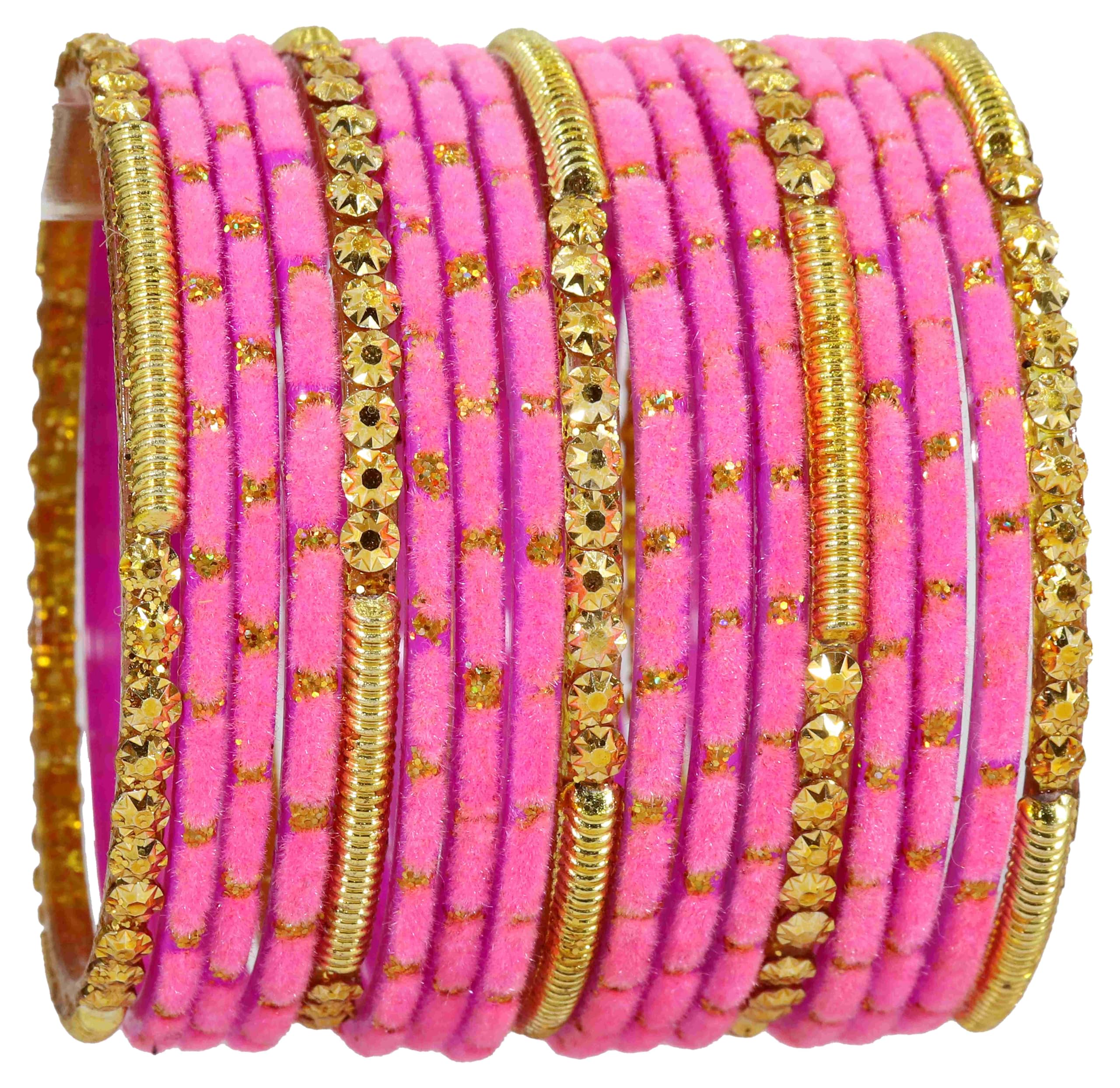 Glass Beads & Polka Dots Velvet Bangles Set, Stylish Chudi Jewellery