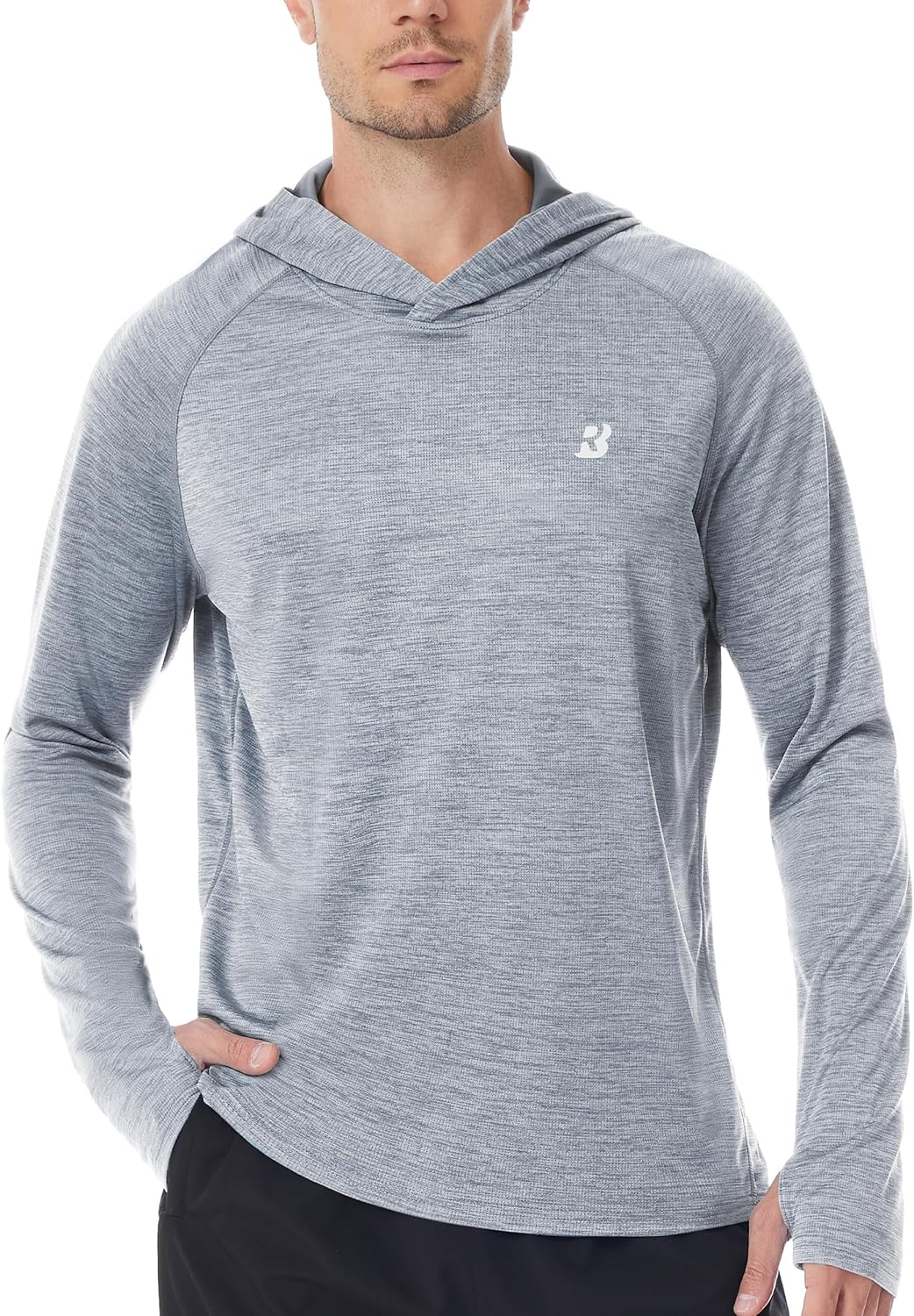 Roadbox UPF 50+ Fishing Shirts for Men, Long Sleeve UV Sun Protection Lightweight Rash Guard Hoodie for Hiking Workout