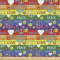 Vista 186 de Ambesonne Tela de Fiesta Popstar por Yarda, Estilo de Dibujos Animados Garabatos Dibujados a Mano Tema Musical Impresión de Arte Lineal, Tela