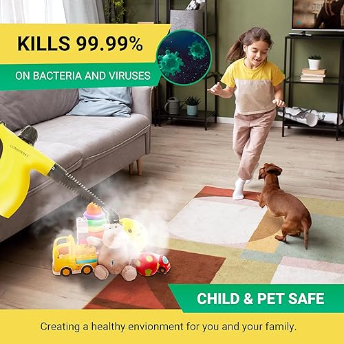 Miniatura 4 de Comforday Limpiador de vapor multiusos de 1500 W con accesorios de 17 piezas, vaporizador doméstico con tanque de 1.5 L y cable de 9.8 pies,