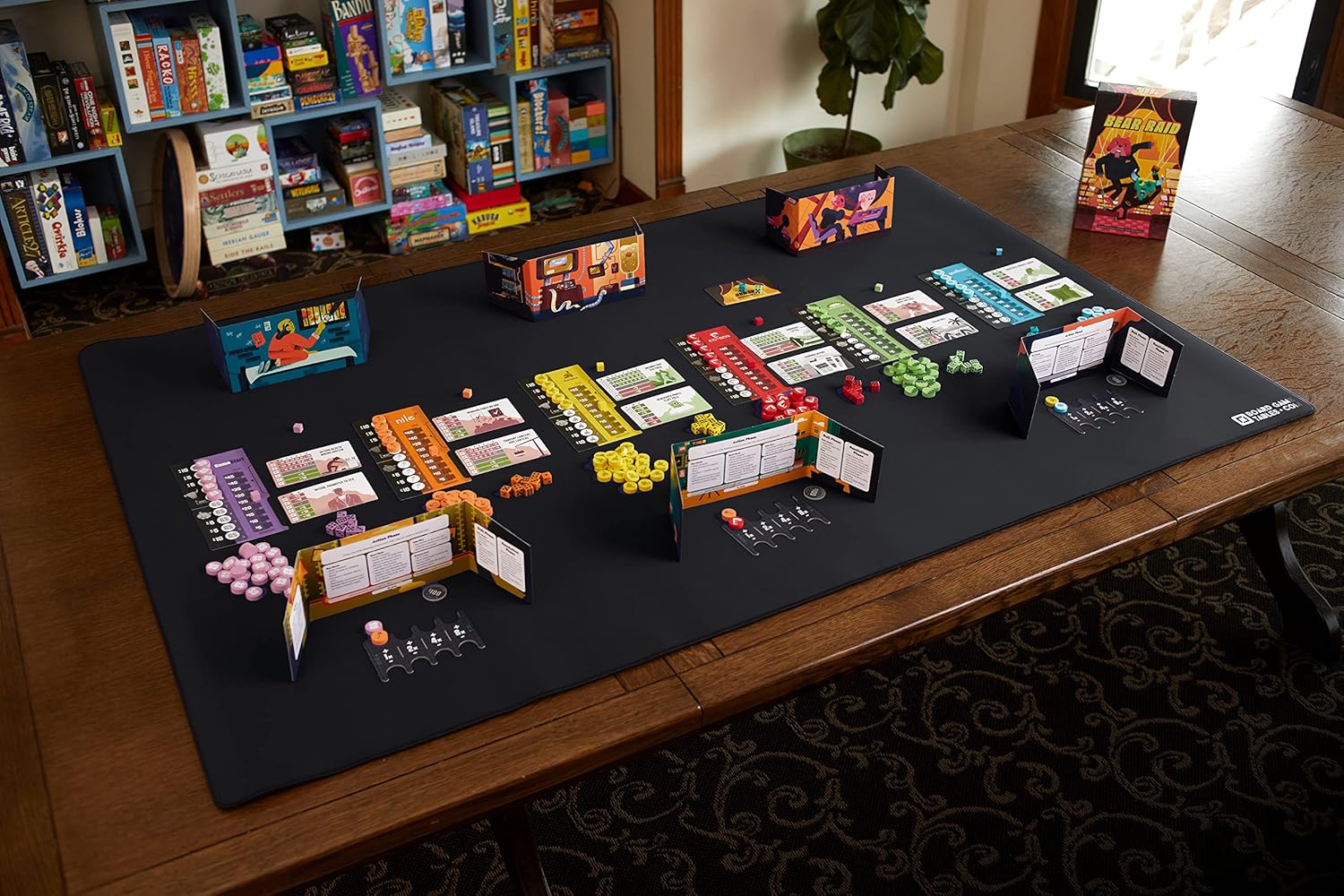 Board Game Playmat [3.5'x5.5'/Thick Super Cushioned/Stitched Edge/Water Resistant] with Carrying Case - for Tabletop Board Games, Card Games, RPG Games (Large, Black)