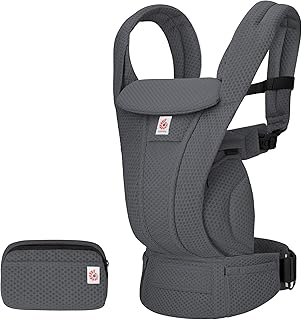 Ergobaby Omni Deluxe All-in-One Babytrage für Neugeborene ab Geburt bis 20kg, Ergonomische 4-Positionen Mesh Babytrage Rückentrage Baby-Tragetasche, Graphite Grey