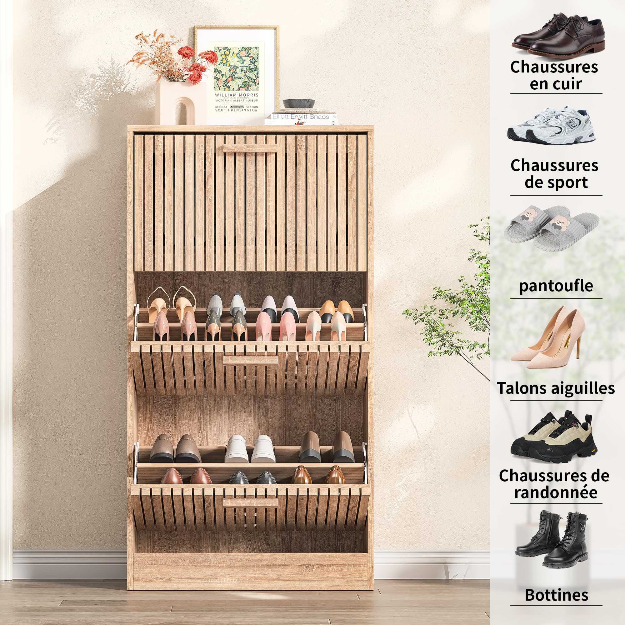 Szafka na buty z 3 szufladami, komoda do komody, nowoczesny schowek szafka na buty, 3 szuflady do wejścia, szafka do przechowywania cha, wys. x szer. x gł.: 113 x 60 x 24 cm