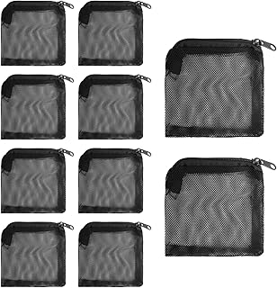 10 bolsas de filtro de acuario, 10 x 10 cm, bolsas de filtro de malla para acuarios, bolsas de medios de malla de malla fina con cremallera, bolsas de malla reutilizables pequeñas para piedras de