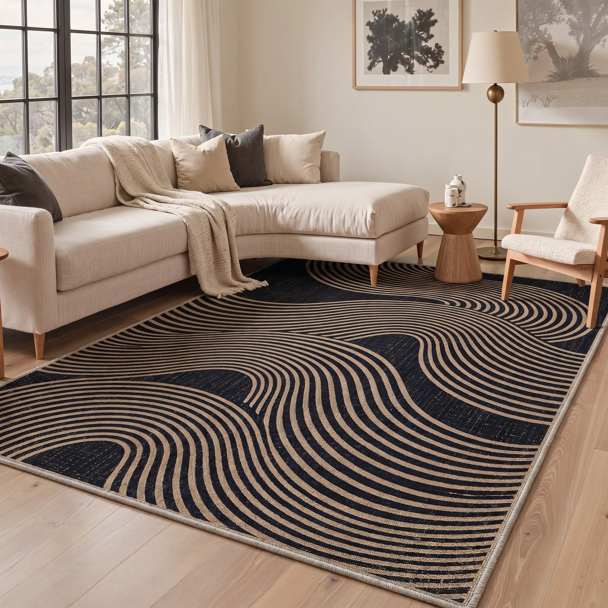 BEIMO Tapis Lavable Minimaliste Onyxpulse 60x90cm Couloir